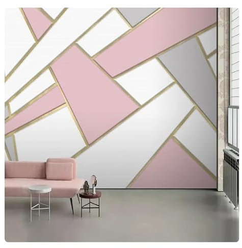 Rosa abstrakte geometrische Fototapete, Wandtapete für 3D-Wohnzimmer, Sofa, Hintergrund, Heimdekoration, Papel De Parede für Schlafzimmer, 350 x 256 cm (137,8 x 100,8 Zoll)