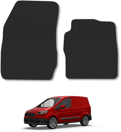 Compatible with Car Mats for Ford Transit Courier (2014-2019) 5mm Rubber | Heavy Duty Rubber Tailored Fit Floor Mats Full Coverage Durable Waterproof Accessories Easy Clean Anti Slip Made in the UK