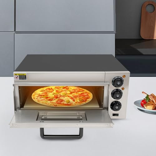 Four à pizza, électrique, en acier inoxydable, pour tartes flambées, four à pizza professionnel, pour pizza, pain et pâtisseries, température jusqu'à 350 °C, minuterie jusqu'à 30 min