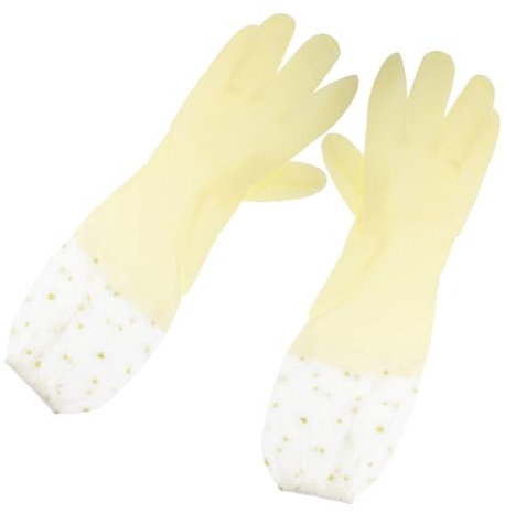 MOLUCKFU 2pairs Long Reusable Dish Gloves Heavy Duty Rubber Gloves for Cleaning Non-slip Kitchen for Washing Dishes