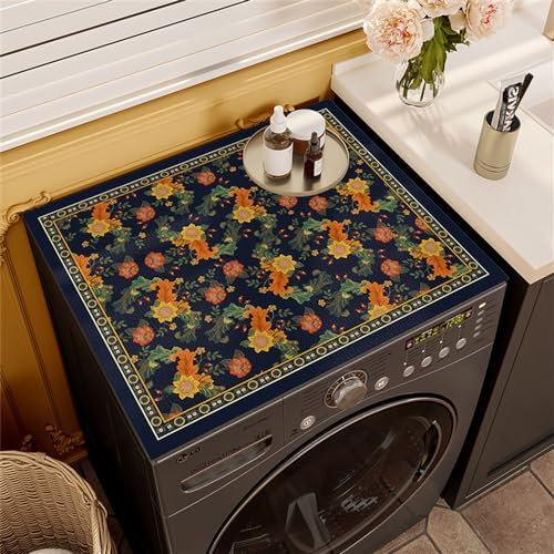 Highdi Housse de Protection pour Machine à Laver Top Motif Floral,Coussin de Machine à Laver Antidérapant Housse de Machine à Laver pour Machine à Laver Ou Sèche-Linge (Floral,60x60cm)