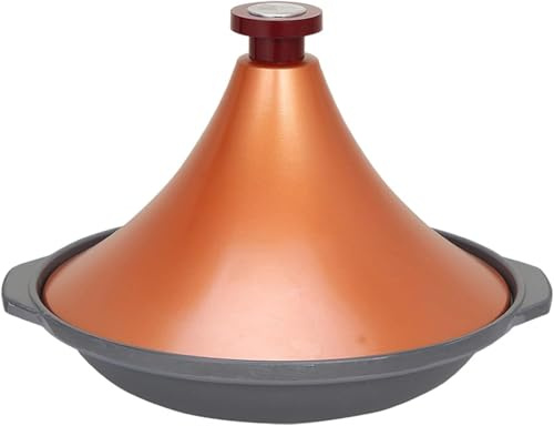 Tagine Pot Thickened Aluminium Alloy Moroccan Waterless Cooking with Open Flames Non-porous Tapered Cover for Casserole Stir-Fry the Best Choice for Birthday Gifts (26cm)