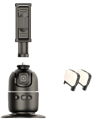 Ptdfjspt AI Smart Gimbal 360° Rotazione Auto Face Tracking Gimbal con Doppia Luce di Riempimento per Supporto Stabilizzatore per Smartphone