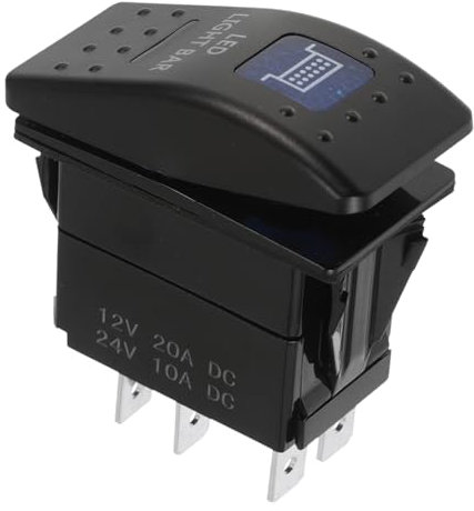 VINTORKY Interrupteur à Bascule Lumineux 12 V-24 V pour Voiture, Noir, en Ppa, Facile à Installer, pour Barre Lumineuse et Phare