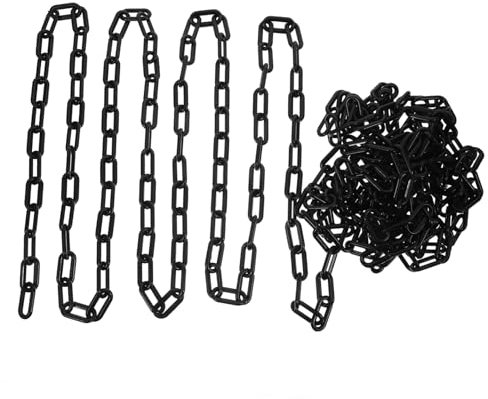 Cabilock Absperrkette 10m Sicherheitskette aus Kunststoff 8mm Schwarz Warnkette für Verkehr Baustellen und Parkplätze