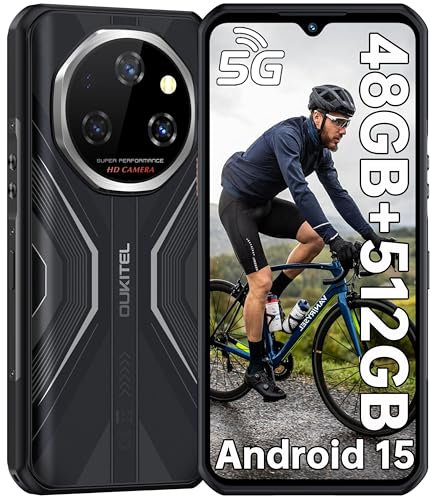 OUKITEL WP55 Pro Rugged Smartphone 5G - Android15 Rugged phone, 48GB RAM+512GB ROM+2TB,108MP Camera,11000mAh Battery,120Hz + 6.6 Night Vision Sim-free&Unlocked Mobile Phones,NFC,OTG,GPS,2025(Black)