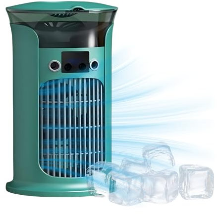 Klimaanlage Mobil, 4 in 1 Mobile Air Conditioner, Mini Klimagerät, Klimaanlage Ohne Abluftschlauch, Luftkühler mit 800ml Wassetank Verdunstungskühlung (Grün)