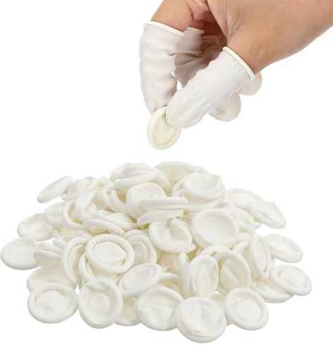 100 stycken fingervärmare av latex, fingerlock, fingerlingar, förband, fingerlock, antistatiska fingeravskydd, latexfingerskydd, för tatuering, skönhet, kosmetika, rengöring, smycken