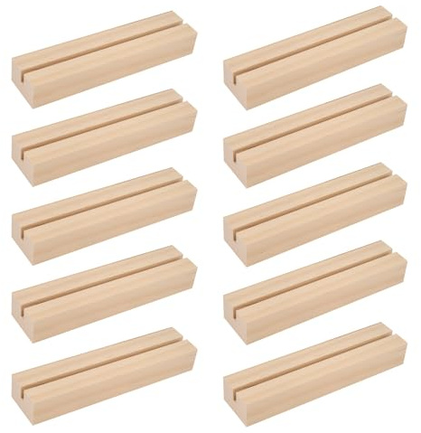 10 Piezas Soporte Fotos, Soporte Tarjetas Madera Rectangular, Soporte para Tarjetas de Menú, Tarjeteros de madera para Fotos y Tarjetas, Soportes Madera Tarjetas para Bodas, Banquetes y Fiestas
