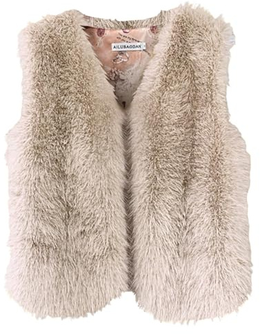 Generisch Fellweste Damen Kunstfell Weste Kurz Plüschweste Herbst Winter Damenwesten Ärmellos Kunstpelz Westen Winterweste Pelzweste Warme Fleece Weste