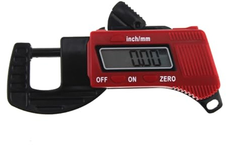 STOBAZA 2 Pezzi Misuratore Digitale Portatile Rosso con Micrometro Spessimetro in Fibra di Carbonio per Misurazione Spessore Carta Pellicola Filo Pelle Gioielli