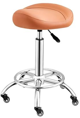 Generico Poltrona massaggiante regolabile da salone, sgabello ergonomico oscillante, sedile con sollevamento a gas idraulico, for parrucchiere, salone di bellezza, laboratorio odontoiatrico(Orange)