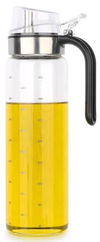 hotder Öl Flaschen Essig Flasche 500ml 1er Pack, Olivenöl Ölspender aus Glas, Behälter mit klarer Skala, Dispenser Essigspender für Öl, BBQ, kochen