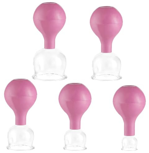 5 Pièces Ventouses Cellulite - Cupping Ventouse Massage Kiné - Visage Anti-Rides Facial Lift Cup - Dos Corps Kinésithérapie Médicale - Utilisé pour Lifter et Raffermir la Peau (Rose)
