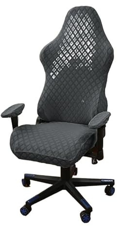 IKFGTJRE Funda Silla Gaming Funda For Silla De Juegos, Sillón Lana Elástica, For Asiento Ordenador, For Oficina con Elevación Giratoria For Reposabrazos para Interiores(Dark grey2)