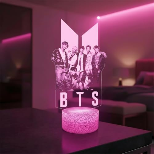 Lampephoto.fr - Lampada 3D Gruppo Musicale K-Pop con Luce Notturna LED Touch, Effetto Ologramma 3D, Idea Regalo per Natale e Compleanno per Bambini e Adolescenti, Ragazzi e Ragazze, Decorativo TOP