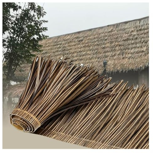 Toit Chaume Plaques Synthétiques Imitant Le Chaume Rouleaux Imitant La Paille Palmier pour Abri Kiosque Au Bord La Piscine Ou Sur Un Balcon WXQTM