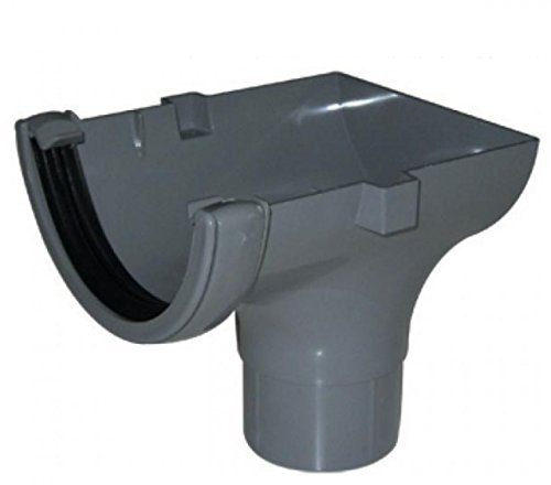 FLOPLAST 112mm Half Round Gutter Stop End Outlet - Grey