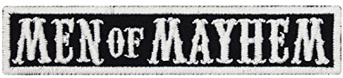 PATCHES Aufnäher MEN of MAYHEM Biker Rangabzeichen Rankpatch SAMCRO Anarchy Motorcycle Club MC Ranks DIY Aufbügler Motorrad Abzeichen zum aufbügeln Aufkleber Applikation Kleidung Iron on Patch 100x20
