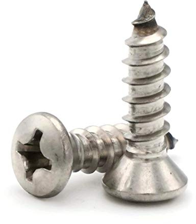 Phillips Oval Head Sheet Metal Screws 18-8 Stainless Steel - #8 x 1-3/4 Qty-100