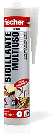 Fischer Sigillante Multiuso Acrilico SA 310 Grigio, Ideale per Supporti Porosi, Muro, Legno, Cartongesso, Inodore, 9387