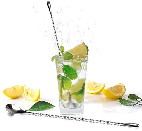 MINGZE 1 Pcs Coctelera de Cóctel, Cuchara para mezclar, larga, para cóctel, patrón Espiral Bar Cocktail Shaker Cuchara Extra Larga mezcladora Barware Stirring para Helado, café, Batidos, Bebida