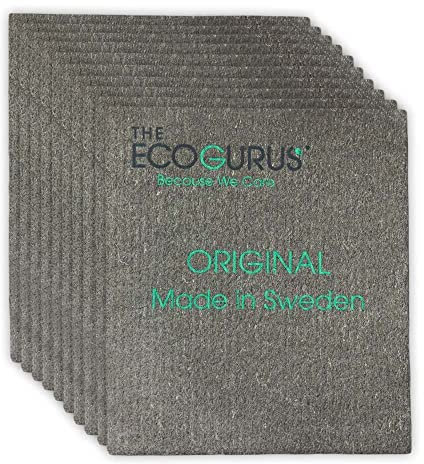 The EcoGurus Swedish Dishcloths for Kitchen, Highly Absorbent Natural Swedish Dish Towels, Cellulose Sponge Cloth - Grey