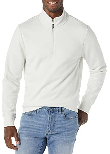 Amazon Essentials Men's Långärmad fleecetröja med kvartsdragkedja, Ljusgrå, L