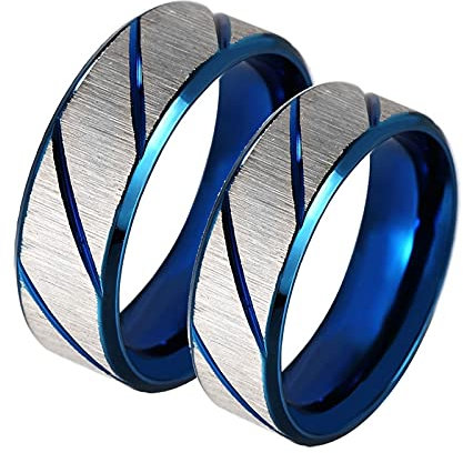 Aotiwe Freundschaftsringe Blau Ringe Schrubben, Rostfreier Stahl Damen 57 (18.1) & Herren 54 (17.2)