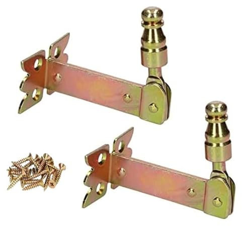 KOTARBAU® 2 Retenedores para contraventanas con cabeza giratoria, 68 mm, Acero galvanizado, Amarillo, Rústico, Tope contraventana para atornillar, Sujeta puertas, 2 UNIDADES