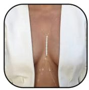 Zookey Strass Brustkette Gold Bikini BH Kette Harness Körperkette Sommer Strand Nachtclub Schmuck für Frauen und Mädchen