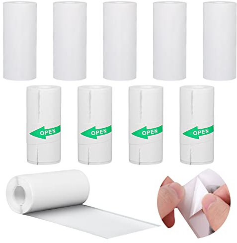 10 Rollen Thermorollen, GuKKK Thermopapier für Kinder Sofortbildkameras und Selbstklebender Bedruckbarer Aufkleber, Mini Thermal Pinter Papier(57 x 25 mm),Drucker für Mini Mobiler Fotodrucker