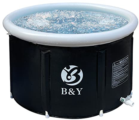 B&Y Eisbadewanne, faltbare Badewanne für Sportler, tragbare Kaltwassertherapie zu Hause, im Fitnessstudio im Freien (Schwarz, 90 Gall)