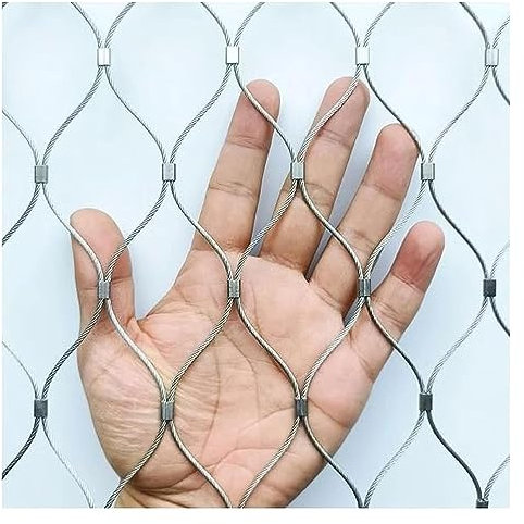 DTVEW 304 Malla de Cuerda de Acero Inoxidable, Rollo de Malla de Alambre Galvanizado, Malla de Cuerda de Resistencia Al Impacto, para Balcón Escalera Garden Farm(1x2m/3.3x6.6ft)