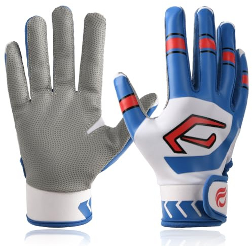 Goporoy Super-Grip Youth Baseball Batting Gloves for Kids, Ergonomic Design for Boys and Girls, Enhanced Protection & Optimal Performance Blue Batting Gloves Youth M/L