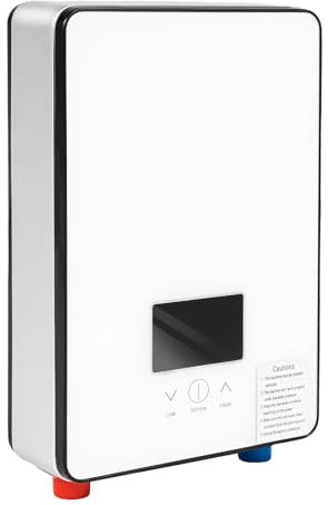 Scaldacqua elettrico Istantaneo, 6500W Termostatico Elettrico Senza Serbatoio Caldaia +Soffione Doccia Scaldabagno, 3 s per Riscaldare,per Doccia, Bagno Cucina e Caravan (bianco)