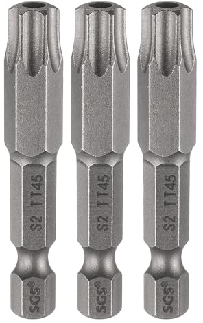QUARKZMAN 3pcs TT45 Punta De Destornillador De Seguridad Torx De 2 50mm L | Largo Con Vástago Hexagonal De 1/4 Magnética Antimanipulación De 6 Puntas Punta De Taladro