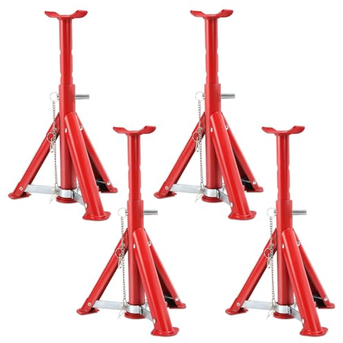 Daromigo Lot de chandelles pliables 2T, chandelles pour véhicules, tréteaux de soutien, chandelle de levage de niveau 3 réglable en hauteur 280-365mm, support Haute capacité de charge (4 pièces)
