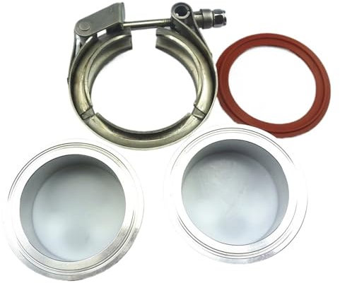 Morsetti Per Tubi, Fascetta Di Scarico Flangia in lega di alluminio con morsetto a V rapido da 1,5-5,0 pollici con anello di tenuta for gruppo fisso del tubo di scarico dell'auto(2.0inch)