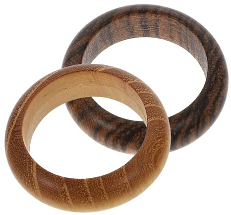 TIKODIDA Set 2 Anelli da Dito in Legno Sintetico Decorativi e Comodi da Indossare, Design Creativo e Vintage per Collezione di Gioielli Femminili