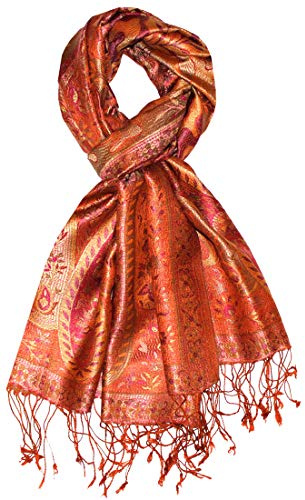 Lorenzo Cana Herren Schal Schaltuch jacquard gewebt 100% Seide 70 cm x 190 cm Paisleymuster Seidenschal Seidentuch Rot