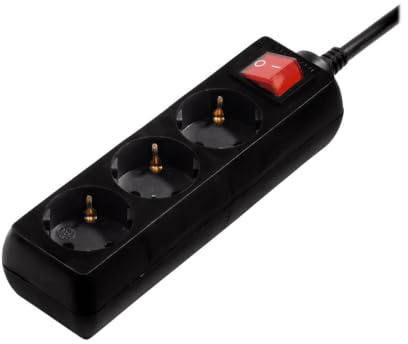 Hama Steckdosenleiste 3-Fach, mit EIN- und Aus Kipp-Schalter, 3m Kabel | Mehrfachsteckdose schwarz, Steckerleiste, Verteilersteckdose