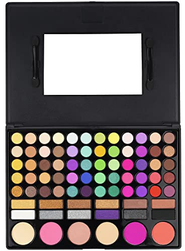 LaRoc 78 Shade Eyeshadow Palette - High Pigment Makeup Palette with Nude Eyeshadow, Powder Blush, Matte & Shimmer Shades - Gold to Black Eye Shadows, Applicators & Make Up Mirror