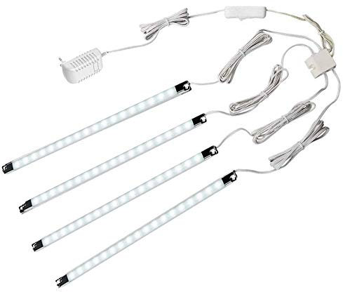 LED Light Strip Bars Kit - 4X 30cm Display Lighting for Detolf Case/Under Cabinet Shelf - Energy Saving - Low Profile Under Cupboard Strip Lighting (Cool White, 6000K) - UK Plug