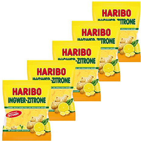 Haribo Zenzero-Limone, Caramelle Gommose alla Frutta, Bonbon, 5 Sacchetti da 175g