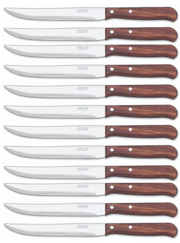 Arcos Serie Latina Caja 12 uds Cuchillo universal de cocina, Hoja de Acero Inoxidable NITRUM de 155 mm, Mango de Madera comprimida Color marrón (12 UDS)
