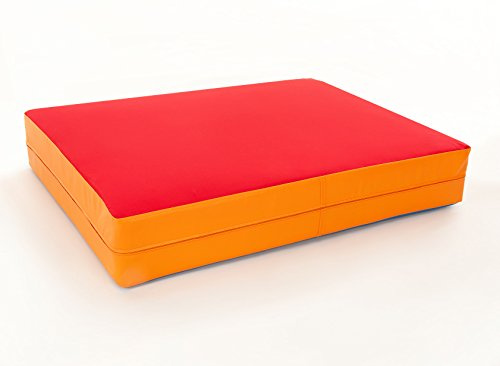 FLIXi Hüpfmatratze - ab 1 Jahre - Turn Matte für Kinder - Spiel Matratze zum Toben - Hüpfen - Balancieren Rot/Orange