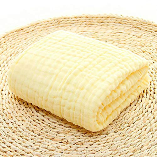 Naturer Kuscheldecke Babydecke Musselin Baumwolle Soft & Cozy Kinderdecke Kinderwagen Decke für Kinderwagen Babyschale Spucktücher 105x105cm Gelb