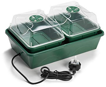 EarlyGrow Beheizter elektrischer bruchsicherer 2-Bay-Anzuchtkasten – 38 x 24 x 18 cm