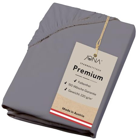 JONA SLEEP® Premium Spannbettlaken (90-100 x 200 cm) Jersey Baumwolle Anthrazit - 220gm² - ÖKO-TEX 100 zertifziert - Made in Austria